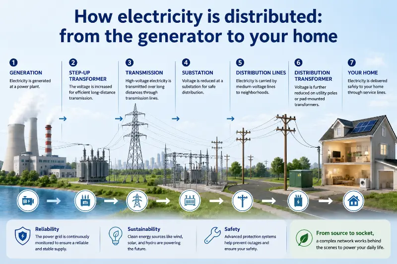 Bagaimana listrik didistribusikan: dari generator ke rumah Anda?